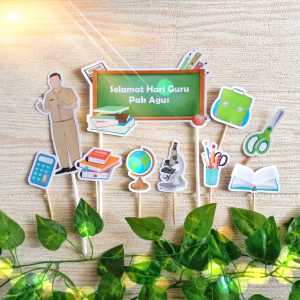 Topper / Hiasan Kue Custom Tema Guru atau untukk Hari Guru / Teachers Day