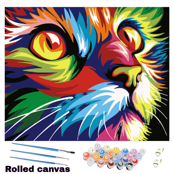 DIY Paint By Numbers Abstract Cat Hobbyist Kit Painting 40x50cm