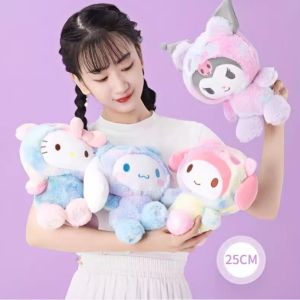 25cm Sanrio Anime Kuromi Toys Kawaii Hello Kitty My Melody Cinnamoroll Plush Soft Stuffed Sanriod Animals Doll Birthday Gift for Girls Kids Boys