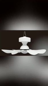 Solar Outdoor Ceiling Fan with Light 16 Inch Portable Sola Panel LED Rechargeable Fan with Remote
