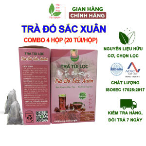 4 hộp trà đỏ sắc xuân Bảo Khang trà astiso gạo lứt kỳ tử táo đỏ hoa hồng giúp đẹp da thanh lọc cơ thể giảm cân ngủ ngon TN