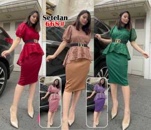 (VM) - SETELAN Fashion Wanita / Baju Wanita ATASAN DAN ROK + Belt V 668 Jessie Collection