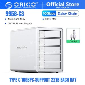 [AIM RESOURCES] Orico 2.5"/3.5" 5 Bay DAS Storage Studio Type 10GBPS Super Speed MacData 5 Bay Support 22TB each Bay (9958C3)