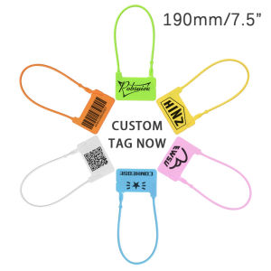 100Pcs Custom Clothes Hang Label Plastic Disposable Security Seals One-time Not Reuseable Garment Clothing Shoe Bag Logo Brand Printed Gift Tags 190mm