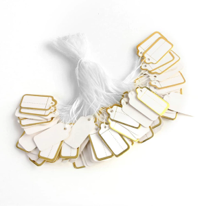 500pcs Miniature White Price Marking Labels with Strings Sturdy Price Card for Jewelry and Clothing Store Display