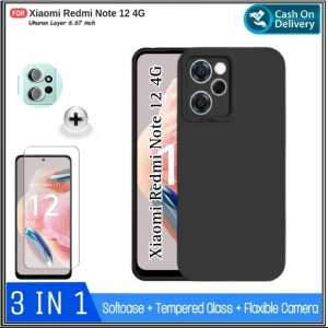 Paket 3IN1 Case Xiaomi Redmi Note 12 4G 12 TURBO 10 5G 10T 5G 10 PRO 5G Free Tempered Glass + Camera