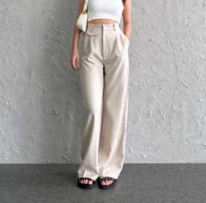 Pants Wanita Flanel Plus Size Gaya Vintage Gaya Korea dengan Pinggang Tinggi dan Pinggang Fleksibel