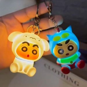 Crayon Shin-chan Little White Night Light Keychain Pendant Nohara Shiro Glowing Toys Kids Gifts