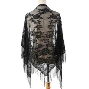 Fashionable Lace Triangular Scarf Shawl Wrap with Tassels Sunproof Shoulder Wrap for Women Daily Wear and Evening Party