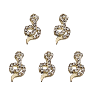 5 Pcs 3D Snake Nails Art Rhinestones Snake Shape Nails Charms Nails Art Decorations Snake Nails Art Charms for Woman