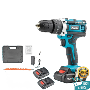 Compact Cordless Drill Heavy Duty – Rechargeable Brushless Drill with 2 Battery