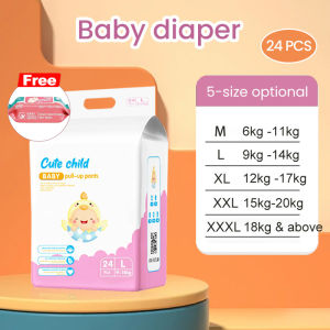 Cute Child 24/48 Pcs (Free Baby wipes) Diapers Pants Pull-up High Quality All Size Large Size Medium M L XL XXL XXXL