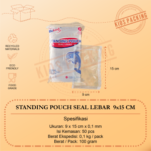 Standing Pouch Double Seal 9x15 / 10x176 / 12x20 / 14x22 / 16x24 / 16x32 / 20x29 / Plastik Kemasan Snack / Plastik Klip Berdiri