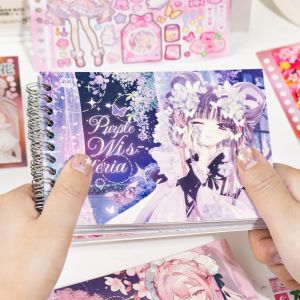 DIVATEN Anime Girls Pattern Manga Girl Sticker Book Handmade Crafts Die Cut Cartoon Sticker Book Cute Style DIY Phone Case Decorating Scrapbook Decorating
