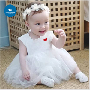 SG 0 - 12m Baby Girl Photo Shooting Princess Dress Cute Dress Newborn Birthday Celebration Outfit Gift Idea Red Pink Grey White - My First Wardrobe MFWA4G1