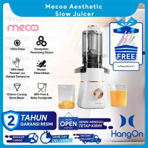 Mecoo Aesthetic Slow Juicer Big Funnel Corong Extra Besar EasyClean 100 Watt Juice Blender Jus Buah