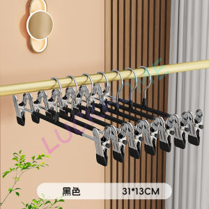10PCS Gantungan Baju Jepit Dan Celana Gantungan Baju Hanger Kawat Besi Plastik Gantungan Celana Rok Dan Baju Geser Hanger Jepit Multifungsi Hanger Celana Premium Hanger Baju Gantungan Jepit Besi Kawat Segitiga Hitam