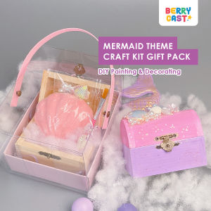 Party Pack DIY Mermaid Treasure Box Kotak Harta Karun Tema Duyung Sesuai untuk Goodie Bag Hadiah Parti Kanak-Kanak Painting & Digging Craft Kit
