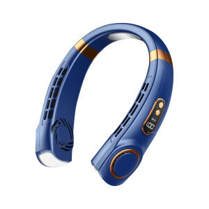 【New Arrival】 Bladeless Portable Neck Fan Mute USB Hanging Neck Fan LED Digital Display 5 Speeds Rechargeable Hands-free Cooler