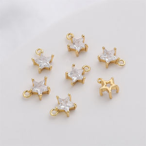 14K đồng thau mạ Vàng Sao Với Zircon Mặt dây chuyền bùa may Cho Vật liệu làm đồ trang sức Tự Làm Dây Chuyền Bông Tai Phát Hiện Phụ Kiện