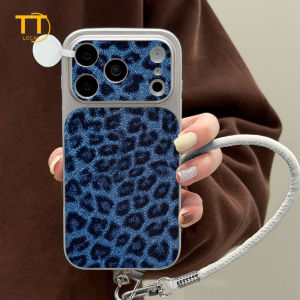 Tri-Town Luxury Leather Leopard Print Case For iPhone 17 16 15 11 12 13 14 Pro Max Hard Back Cover Skin Feel Casing with Phone Strap #EV78