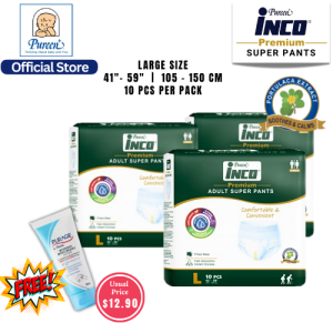 INCO Premium Adult Super Pants (L) 10s (Pull Up) x 3 Packs (Bundle Sale)