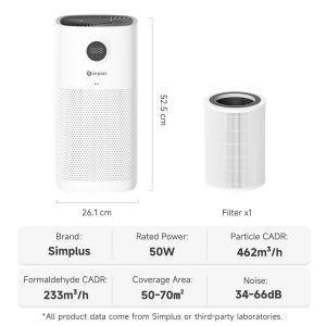 Simplus Air Purifier丨463m³/h CADR丨Smart App Control丨Removes Dust Formalin Pet Dander丨OxyCare-A6 Ultra