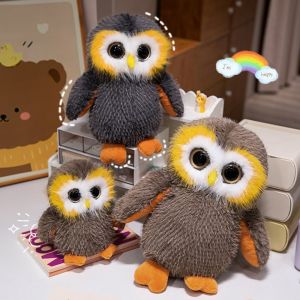 OUM19 Fluffy Big Eyes Owl Plush Toys Realistic Collection Lovely Stuffed Animals Dolls Cute Appease Simulation Owl Toy Kids Birthday Christmas