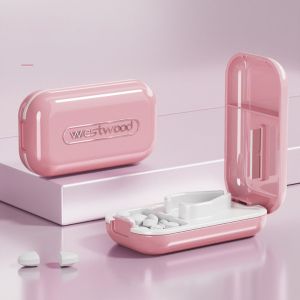 X SHOW Small Pill Cutter Portable 2 In 1 Tablet Crusher Flip Cover Dustproof Pill Splitter Small or Large Pills