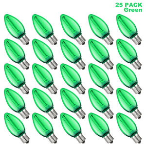 ZEEMIN Christmas and Halloween gifts25PCS Party Decor Colored Plastic LED Bulbs C7 E12 1W Shatterproof Multicolor Candle Mini Light Bulb For Holiday Roofline Garden