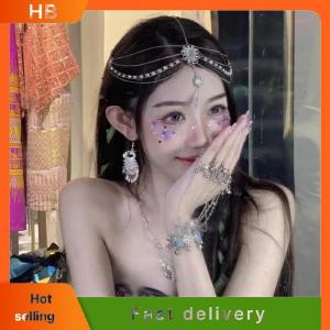 HB Ancient Style Elf Hair Accessories Rhinestone Multilayer Tassel Headwear For Women Girls Princess Tassel Hair Accessories