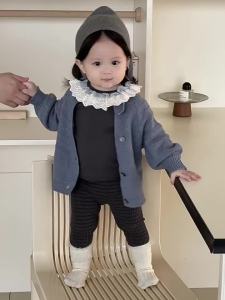 Girls autumn clothing doll shirt large PP Leggings set Korean-style childrens clothing baby cardigan jacket childrens autumn style