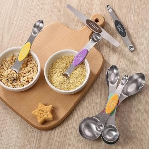 9PC thực tế đôi bằng thép không gỉ kết thúc Bộ thìa đo lường với tay cầm thoải mái cho những người đam mê nhà bếp