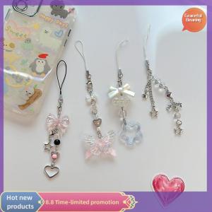 Graceful 1ชิ้นน่ารักลูกปัดผีเสื้อแฮนด์เมดพวงกุญแจสาวหวานสำหรับ ip 11กล้องน่ารัก Y2K ความรักห้าดาวชี้จี้เสน่ห์ของโทรศัพท์