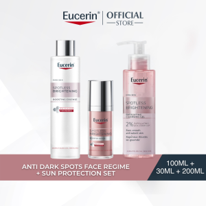 Eucerin Anti Dark Spots Face Regime Set | Spotless Brightening Boosting Essence 100ml + Gel Cleanser 200ml + Booster Serum 30ml