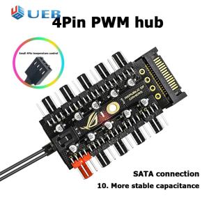 1 to 10 4 Pin PWM Cooler Fan HUB Splitter Extension PC Speed Control Board