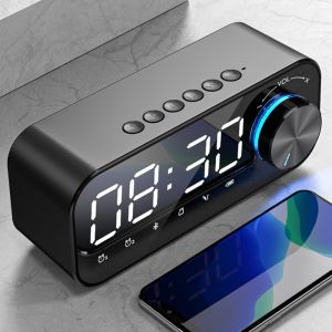 Mini Portable Bluetooth Speaker Smart Digital LED Alarm Clock Hi-Fi Super Bass Subwoofer Music Player Desktop Clock 迷你便携式蓝牙扬声器 智能数码LED闹钟 高保真超低音扬声器 音乐播放器桌面时钟