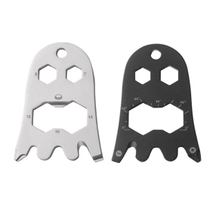 Trọng lượng nhẹ thép không gỉ nhiều công cụ Keychain Tính năng tuốc nơ vít mở bia cờ lê phun cát kết thúc