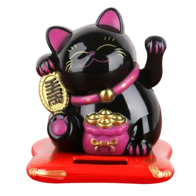 Solar Powered Maneki Neko Lucky Cat Welcoming Shaking Hands Lucky Cat For Home Car Restaurant Deco