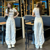 Quần Jeans ống suông nữ Trắng 2 túi hộp mẫu baggy ống rộng đứng dễ dàng phối đi làm đi chơi QJ199