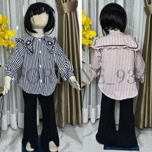 Setelan Anak Perempuan Import  Mix Tile Brukat Motif Salur Model Kekinian Korean Style Usia 3 - 12 Tahun Celana Cutbray Bahan Knit Import Setelan Tunik Anak Termurah Bahan Knit Import Celana Cargo Set Jumbo Anak Set Anak Tangung Oversize - COD
