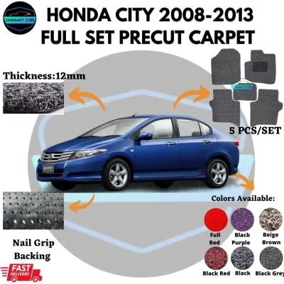 HONDA CITY 2008-2013 Car Carpet Precut 12MM PVC Coilmat Nail Spike Backing Anti Slip Karpet Kereta