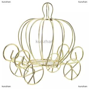 [COD] kunzhan Creative Pumpkin Carriage Decor Golden Candy Box Pumpkin Cart gift