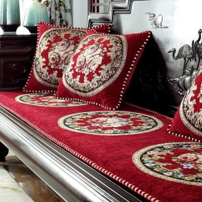 Thảm ghế gỗ nệm ghế gỗ 1m7 x 55cm mẫu sang trọng màu đỏ sang trọng