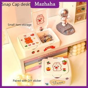 Mazhaha กล่องจัดระเบียบโต๊ะเครื่องสำอางลายการ์ตูนน่ารักพร้อมฝาปิดที่เก็บเครื่องประดับขนาดเล็กที่เก็บเครื่องสำอาง