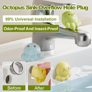 章鱼洗手池溢水孔塞 Wash basin overflow plugs antiodor sealing octopus water head Bathroom Odor Preventer  Backflow Protection Device Octopus Design Drain Cover Overflow Drain Cover Sink Hole Stopper Anti Leak Plug Water Saving