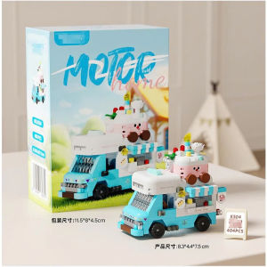 Bộ lắp ráp xe bán hàng mini trang trí bàn dễ thương