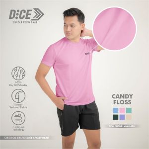 DiCE COLOR SERIES Polos Mulberry Pink Kaos Jersey Olahraga Pria Dry Fit Polyester Running Gym Futsal