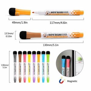 8Pcs Erasable Markers Set Colors Magnet Whiteboard Ink Pens School Childrens Graffiti Kids Drawing