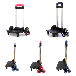 Durable 6 Wheels Foldable Hand Cart Students Luggage Travel Hand Cart Aluminium Alloy Backpack Trolley for School Bags